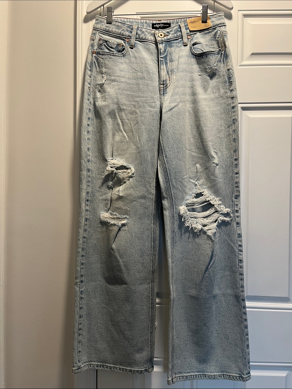 Maurices Light Blue Straight-Leg Distressed Jeans